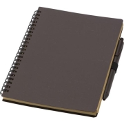 Koffievezel notitieboekje met pen bruin