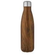 RVS fles met houtprint 500 ml hout