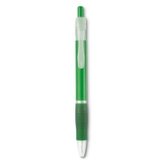 Pen met rubberen grip transparant groen