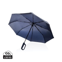 RPET 21 inch paraplu karabijn handvat donkerblauw