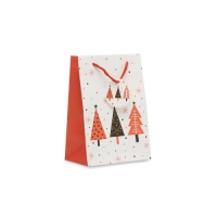 Papieren kerstzakje kerstbomen small wit