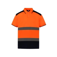 Tweekleurige veiligheidspolo hi vis orange/navy,s