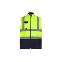 Gewatteerde veiligheidsbodywarmer hi vis yellow/navy,2xl