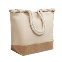 Strandtas canvas jute Makenke beige