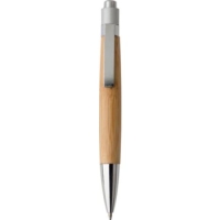 Houten balpen met metalen clip bruin