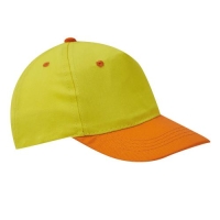 Katoenen kinder cap geel/oranje