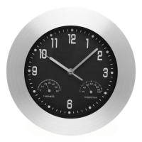 Wandklok met weerstation zilver