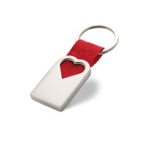 Metalen sleutelhanger hartje rood