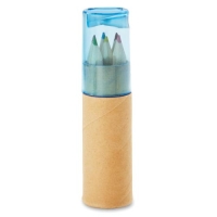 6 kleurpotloden in koker transparant blauw