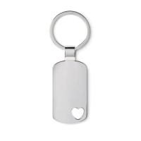 Metalen sleutelhanger, hartje Coraz mat zilver