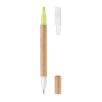 Kartonnen balpen met gele highlighter geel