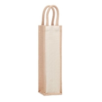Jute wijntas voor 1 fles Campo di vino beige