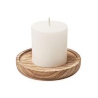 Kaars met ronde houten basis Pentas hout