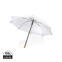 27 inch Impact AWARE RPET auto bamboe paraplu wit