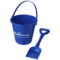 Strandemmer en schep van gerecycled plastic blauw