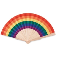 Houten regenboog handwaaier Bowfan multicolour