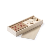 Spellenset kaarten en domino hout