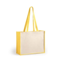 Grote draagtas van jute en katoen geel