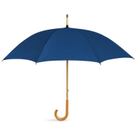 Paraplu met houten handvat blauw
