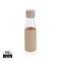 Ukiyo glazen hydratatie-trackingfles met sleeve bruin