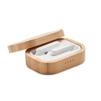 TWS oordopjes in bamboe hoesje Jazz wood