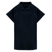 Badstof kinderponcho met capuchon navy,6-10