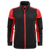 Prime sweater full zip dames zwart/rood,l