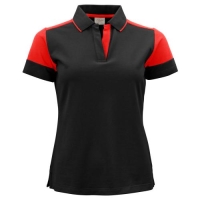 Prime polo dames zwart/rood,l