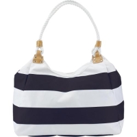 Polyester strandtas Krabi blauw/wit