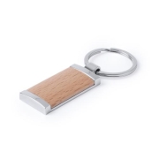 Metalen sleutelhanger met hout hout rechthoekig
