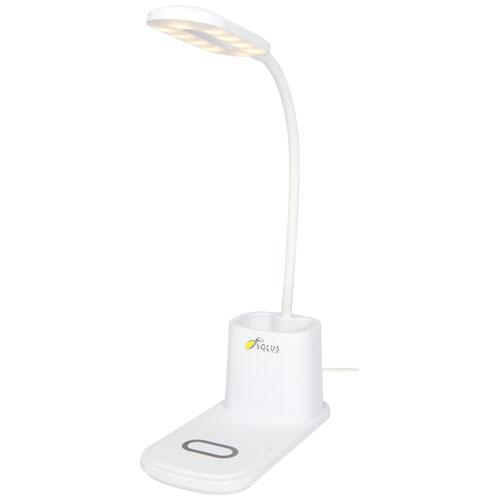 Bright bureaulamp en organizer met draadloze oplader wit