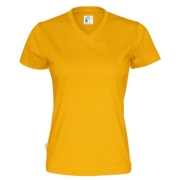 Dames T-shirt V-hals ecologisch Fairtrade katoen geel,l
