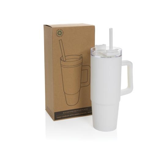 Plastic drinkfles met handvat 900 ml wit