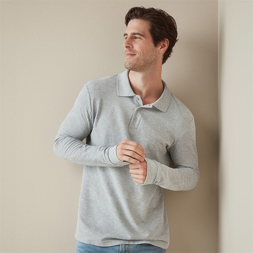 Stedman Classic long sleeve polo grey heather,l