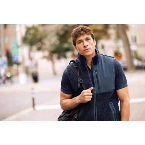 Bicolor teddy fleece bodywarmer Kingsley zwart,l