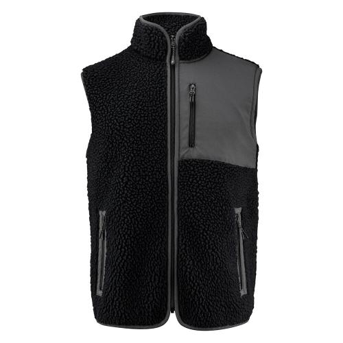 Bicolor teddy fleece bodywarmer Kingsley zwart,l