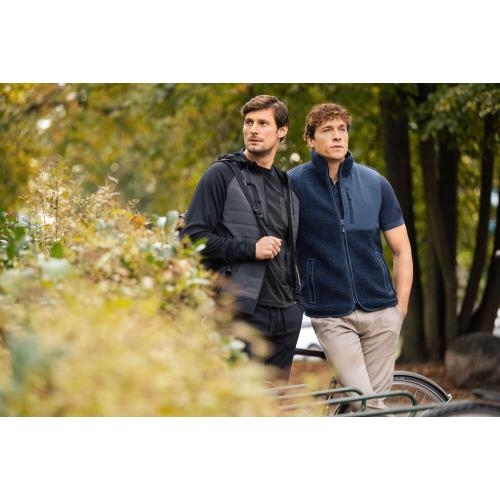 Bicolor teddy fleece bodywarmer Kingsley zwart,l