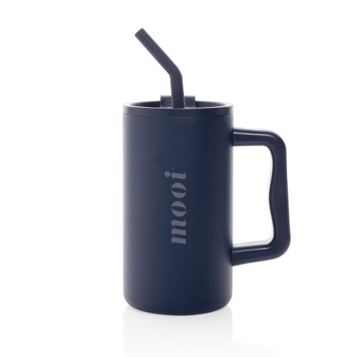 RVS beker met rietje Cube 800 ml donkerblauw