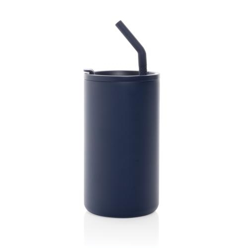 RVS beker met rietje Cube 800 ml donkerblauw