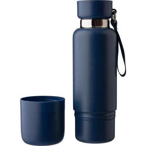 Dubbelwandige rvs fles Lieselotte blauw