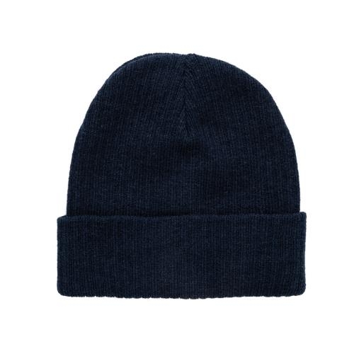 Polylana beanie met omslag donkerblauw