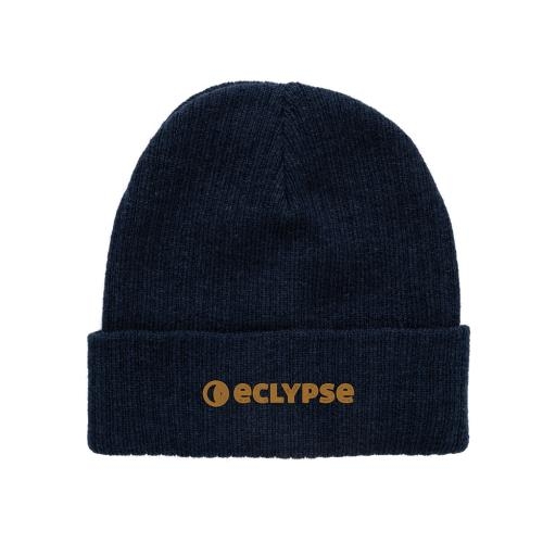 Polylana beanie met omslag donkerblauw