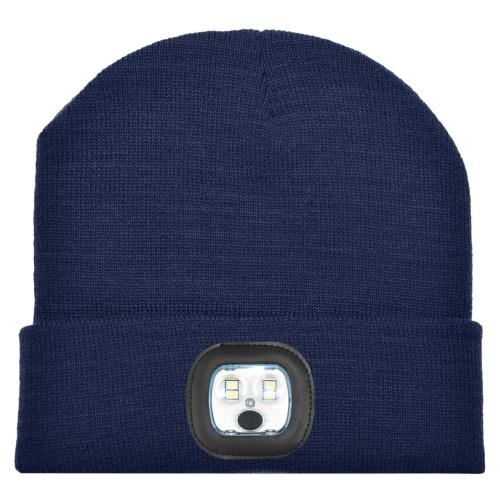 Gebreide muts met ledlamp navy