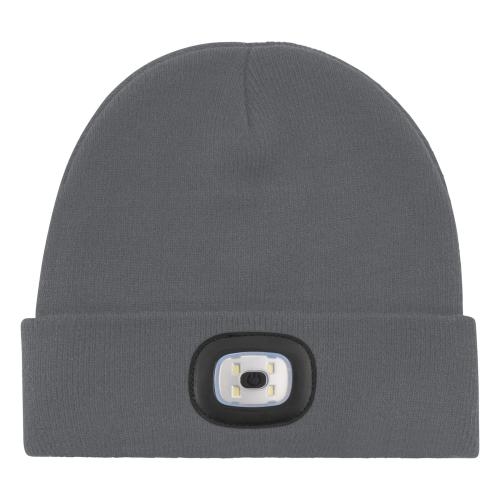 Gebreide muts met ledlamp donkergrijs