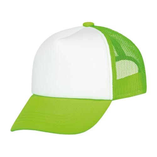 Kinderpet trucker lichtgroen/wit