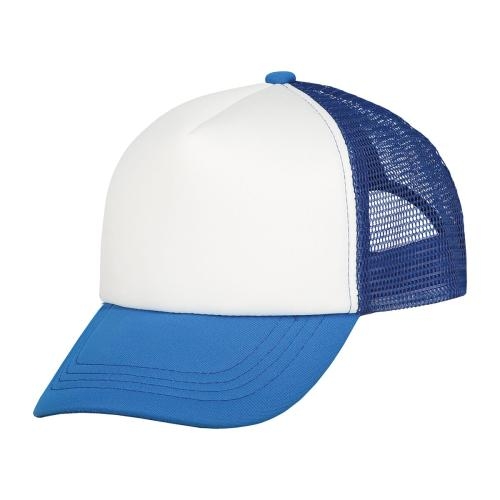 Kinderpet trucker kobalt/wit