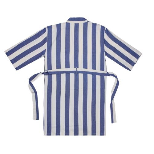 Katoenen hamam badjas L-XL blauw/wit