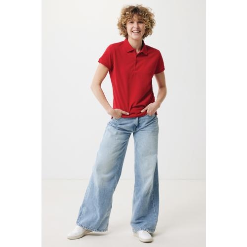 Iqoniq Yosemite dames recycled katoen pique polo rood,l