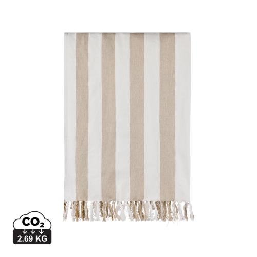 VINGA Ornos GRS katoenen hamamdoek beige/wit