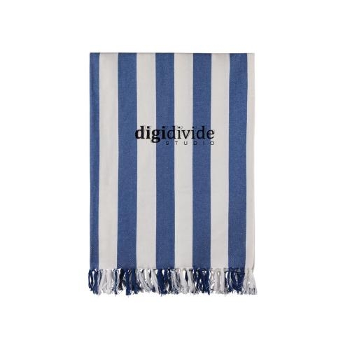 VINGA Ornos GRS katoenen hamamdoek blauw/wit